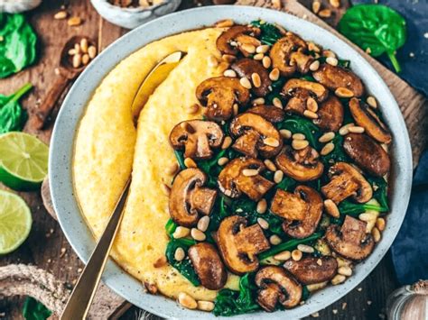creamy-vegan-polenta-with-mushrooms-and-spinach image