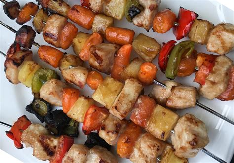 sweet-and-sour-pork-pineapple-kabobs-meal image