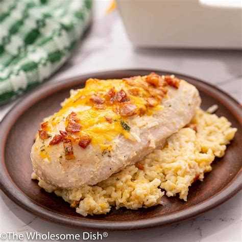 cheddar-bacon-ranch-chicken-rice-casserole-the image