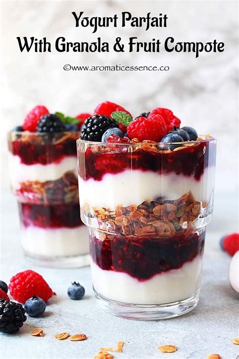 yogurt-parfait-with-granola-and-fruit-compote-vegan image