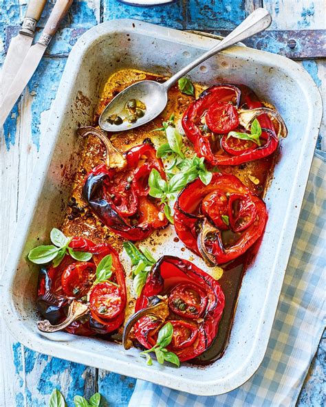 roasted-red-peppers-with-basil-recipe-delicious image