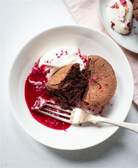 mini-chocolate-cakes-with-rose-petals-familystyle-food image