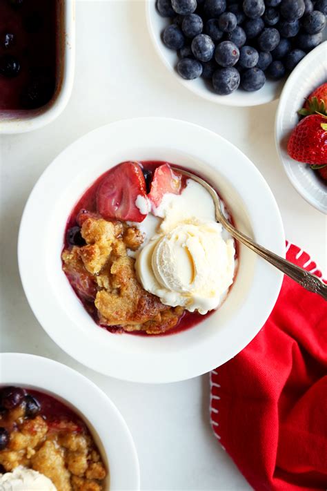 the-easiest-strawberry-blueberry-browned-butter-cobbler image