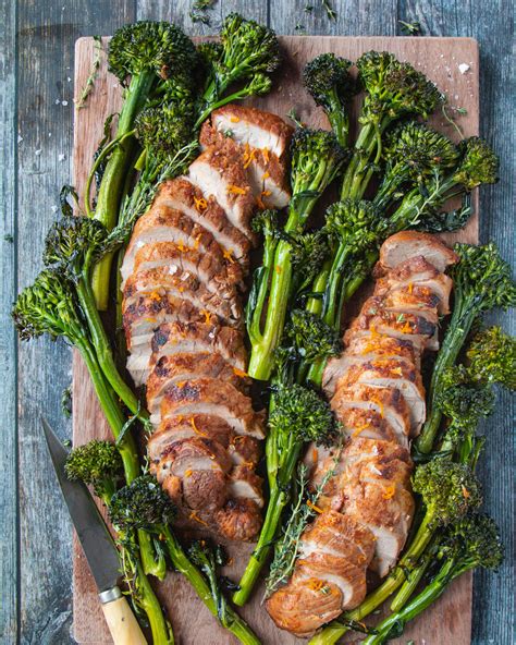 citrus-glazed-pork-tenderloin-with-garlic-broccolini-by image