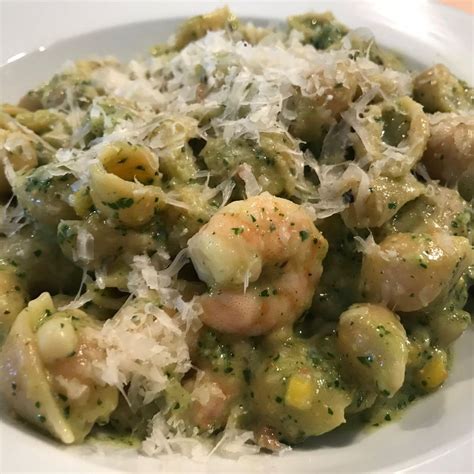 arugula-pesto-corn-and-shrimp-pasta-recipe-on-food52 image