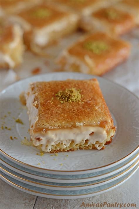 semolina-cake-with-cream-basbousa-amiras-pantry image