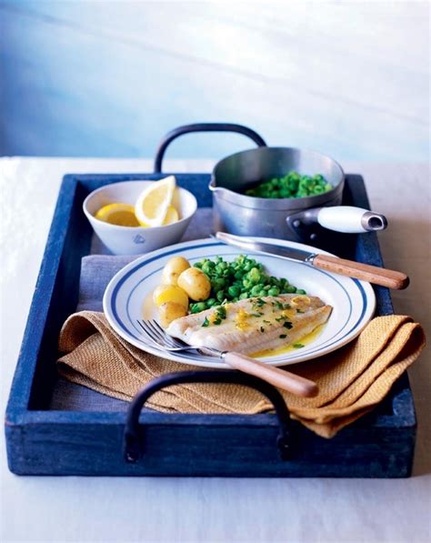 lemon-sole-with-lemon-butter-and-peas-delicious image