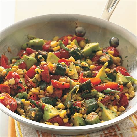 fresh-corn-saute-with-tomatoes-squash-and-fried-okra image