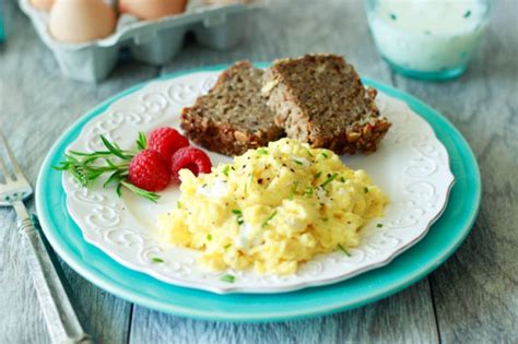 creamy-goat-cheese-chive-scrambled-eggs-simple image