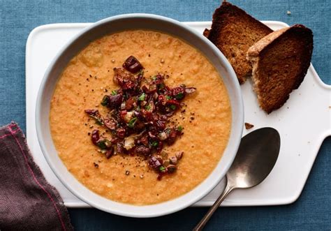 red-lentil-soup-with-sun-dried-tomato-relish-jamie image
