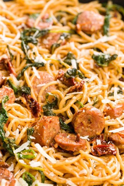 spaghetti-with-sun-dried-tomatoes-sausage-and image
