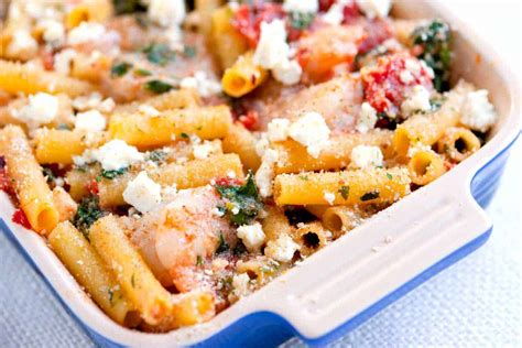 baked-ziti-recipe-with-shrimp-and-spinach-inspired image