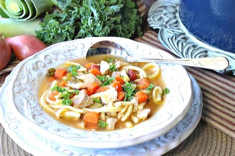chicken-noodle-soup-with-leeks-and-kale image