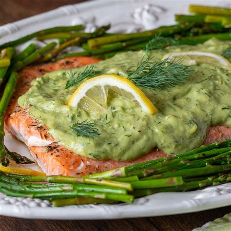 salmon-with-avocado-sauce-low-carb-healthy image