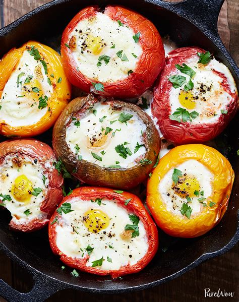 eggs-baked-in-tomatoes-recipe-purewow image