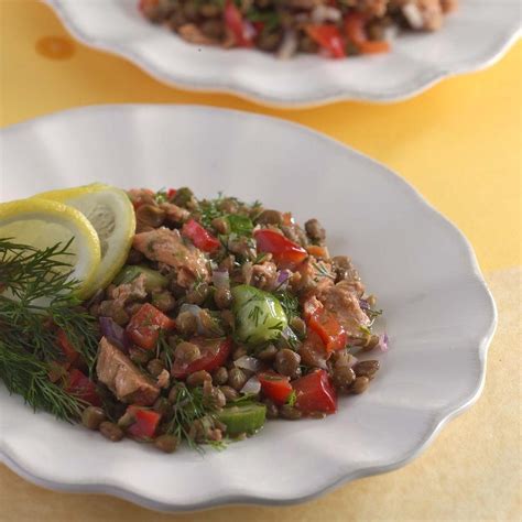 lemony-lentil-salad-with-salmon-recipe-eatingwell image