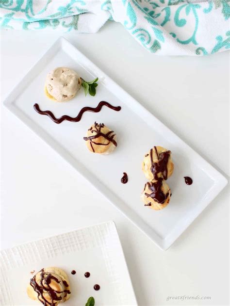 profiteroles-with-coffee-ice-cream-and-chocolate image