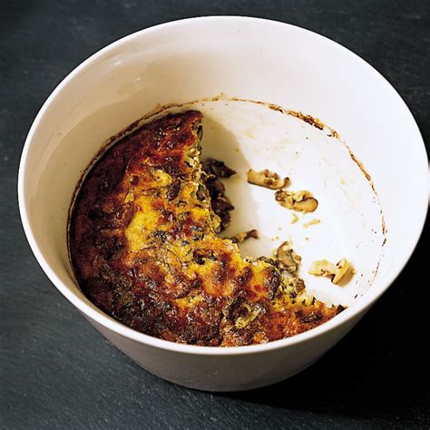 mushroom-leek-and-parmesan-bread-pudding-food image