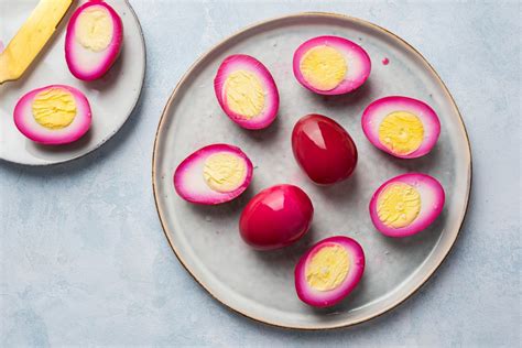 red-pickled-eggs-with-beet-juice-recipe-the-spruce image