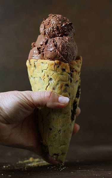 homemade-chocolate-chip-cookie-ice-cream-cone image
