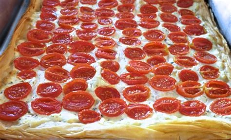 tomato-feta-greek-yogurt-phyllo-tart-olive image