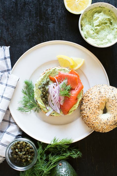 bagels-with-smoked-salmon-and-herbed-avocado image