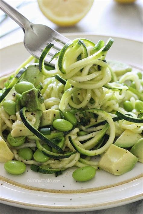 spiralized-raw-zucchini-salad-with-avocado-skinnytaste image