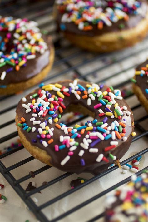 confetti-baked-donuts-with-easy-chocolate-glaze image