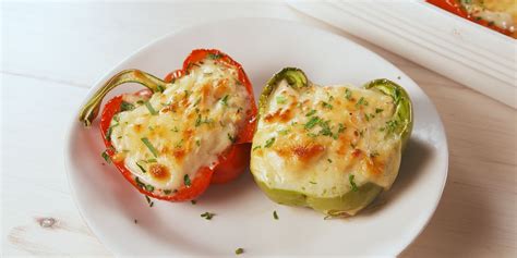 best-chicken-alfredo-stuffed-peppers-recipe-delish image