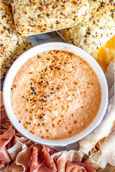 roasted-red-pepper-dip-recipe-easy-homemade-red image