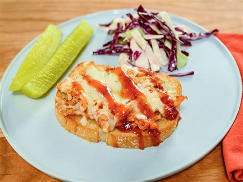 open-face-bbq-chicken-melts-food-network-kitchen image