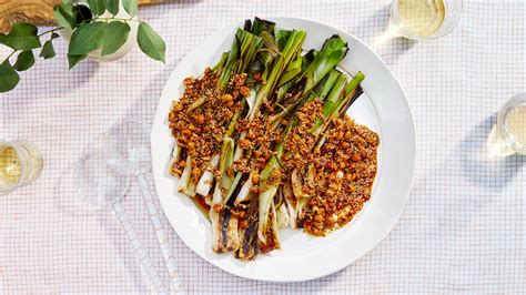 grilled-leeks-with-brown-butter-and-spiced-hazelnuts image