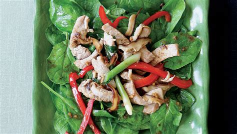 spinach-salad-with-stir-fried-pork-warm-ginger image