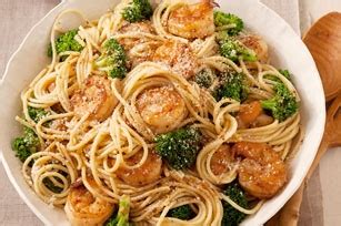 spaghetti-with-garlic-shrimp-broccoli image