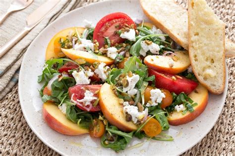tomato-peach-goat-cheese-salad-blue-apron image