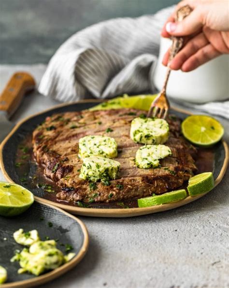 grilled-flank-steak-with-cilantro-lime-butter-the image