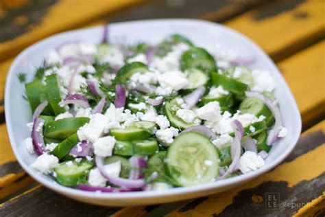 cucumber-salad-with-dill-and-feta-recipe-elle-republic image