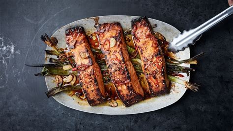 broiled-salmon-with-scallions-and-sesame-recipe-bon-apptit image