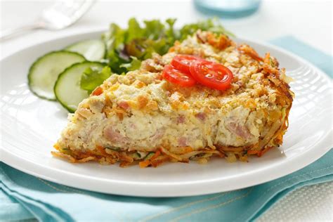 artichoke-and-ham-quiche-with-cheesy-hashbrown-crust image