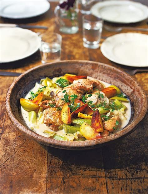 chicken-with-leeks-apples-and-cider-recipe-delicious image