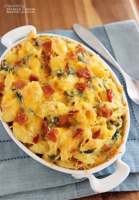 creamy-spinach-bacon-macaroni-cheese-the image