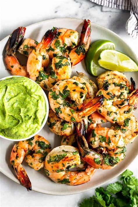 grilled-cilantro-lime-shrimp-with-avocado-lime-sauce image