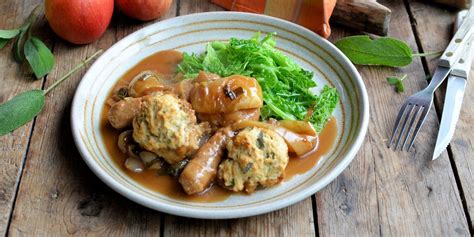 sausage-and-apple-casserole-with-dumplings image