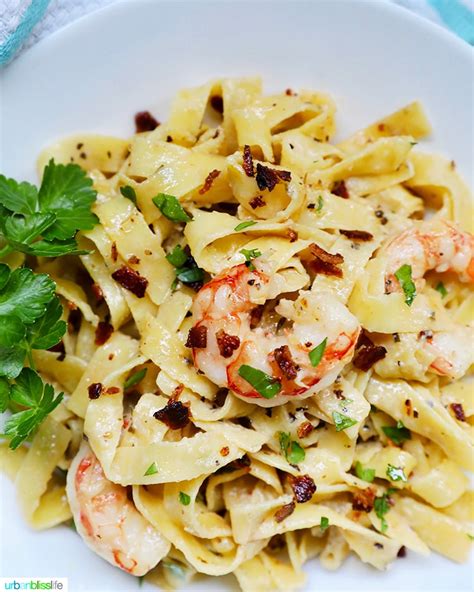 one-pan-bacon-shrimp-pasta-recipe-urban-bliss-life image