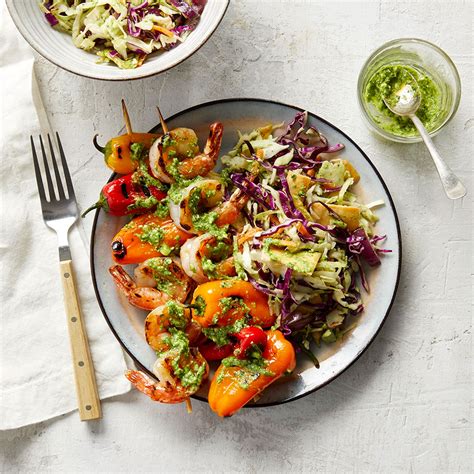 shrimp-pepper-kebabs-with-grilled-red-onion-slaw image
