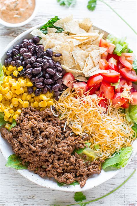 loaded-beef-taco-salad-with-creamy-lime-cilantro image