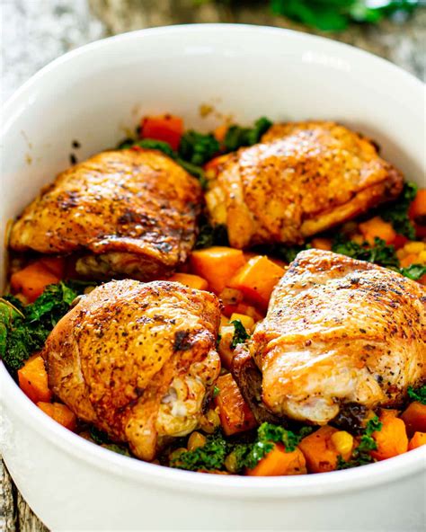 chicken-thighs-with-sweet-potatoes-and-kale-bake-jo image