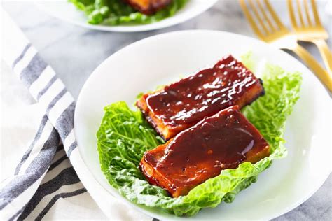 easy-bbq-flavored-baked-tofu-recipe-vegetarian-and image