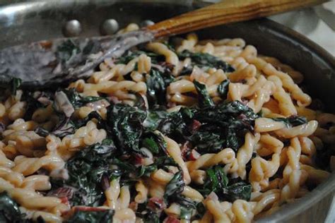 creamy-fusilli-pasta-with-swiss-chard-and-chicken image