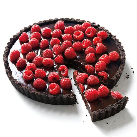 chocolate-raspberry-tart-recipe-martha-stewart image